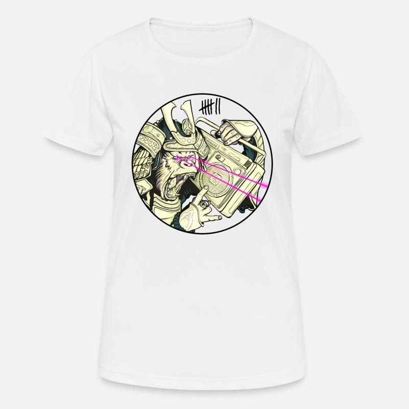 7 Apparel - Gorilla Samurai - Frauen T-Shirt atmungsaktiv - Weiß