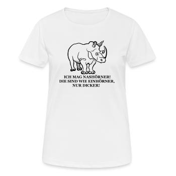 Sprueche Nashorn Einhorn schwarz Geschenk - Frauen T-Shirt atmungsaktiv - Weiß - Vorne - AI Model Female 172 dark (172cm)