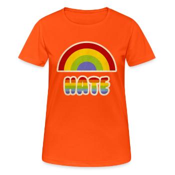 Parodie de haine arc-en-ciel - T-shirt respirant Femme - orange néon - Devant - AI Model Female 172 dark (172cm)