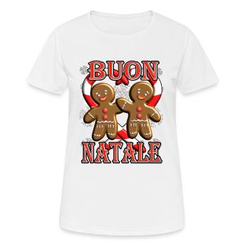 Buon Natale con biscotti e bastoncino di zucchero - Frauen T-Shirt atmungsaktiv - Weiß - Vorne - AI Model Female 172 dark (172cm)