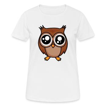 Süße Eule mit GROßEN Augen - Frauen T-Shirt atmungsaktiv - Weiß - Vorne - AI Model Female 172 dark (172cm)