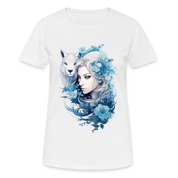 Mystische Wolfsschönheit - Frauen T-Shirt atmungsaktiv - Weiß - Vorne - AI Model Female 172 dark (172cm)