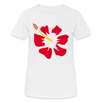 Blume rot rote Blumen rot rote Blumen Hibiskus - Frauen T-Shirt atmungsaktiv - Weiß - Vorne - AI Model Female 172 dark (172cm)