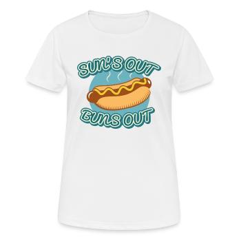 Sun’s Out Buns Out - Women's Breathable T-Shirt - white - Front - AI Model Female 172 dark (172cm)