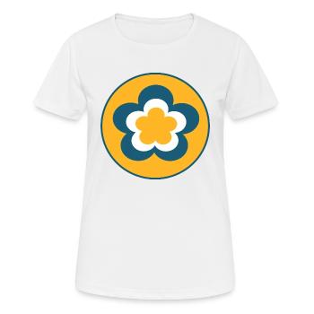 70er Jahre Blume Muster - Frauen T-Shirt atmungsaktiv - Weiß - Vorne - AI Model Female 172 dark (172cm)