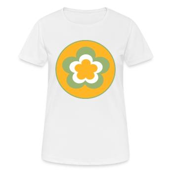 70er Jahre Blume Muster - Frauen T-Shirt atmungsaktiv - Weiß - Vorne - AI Model Female 172 dark (172cm)