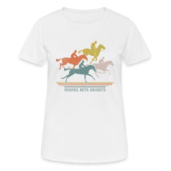 Horses Bets Regrets Pferderennen Jockey Rennbahn - Frauen T-Shirt atmungsaktiv - Weiß - Vorne - AI Model Female 172 dark (172cm)