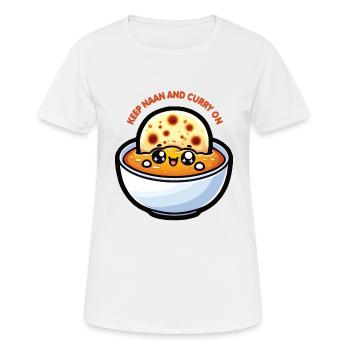 Kawaii "Keep Naan and Curry on" Design - Frauen T-Shirt atmungsaktiv - Weiß - Vorne - AI Model Female 172 dark (172cm)