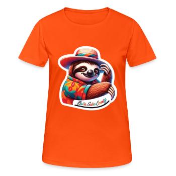 Vacances, Paresseux, Danse, Salsa, Espagne, Mexique - T-shirt respirant Femme - orange néon - Devant - AI Model Female 172 dark (172cm)