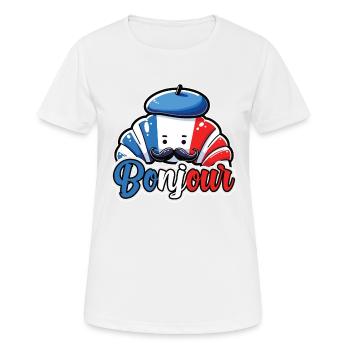 Französisch Croissant Liebhaber Frankreich Flagge - Frauen T-Shirt atmungsaktiv - Weiß - Vorne - AI Model Female 172 dark (172cm)