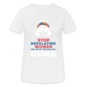 Arrêtez de réglementer les femmes et commencez à réglementer les armes à feu - T-shirt respirant Femme - blanc - Devant - AI Model Female 172 dark (172cm)