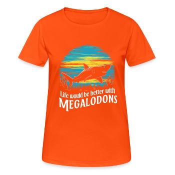 La vie serait meilleure avec Megalodon Funny Shark - T-shirt respirant Femme - orange néon - Devant - AI Model Female 172 dark (172cm)