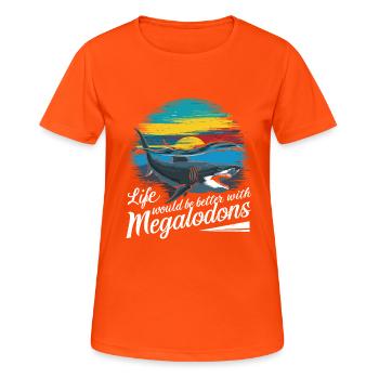 La vie serait meilleure avec Megalodon Funny Shark - T-shirt respirant Femme - orange néon - Devant - AI Model Female 172 dark (172cm)