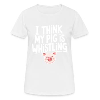 Je pense que mon cochon siffle le spri allemand Denglisch - T-shirt respirant Femme - blanc - Devant - AI Model Female 172 dark (172cm)