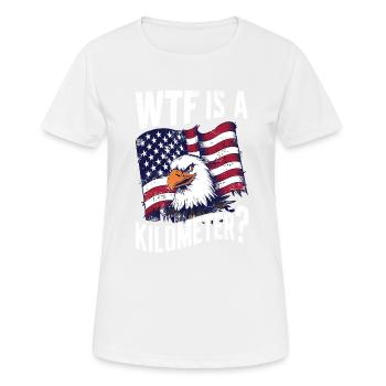 WTF ist ein Kilometer America Eagle US Flag Lustig - Frauen T-Shirt atmungsaktiv - Weiß - Vorne - AI Model Female 172 dark (172cm)