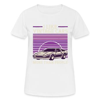 Ich mag Oldtimer mehr als Menschen Lustiger Oldtimer - Frauen T-Shirt atmungsaktiv - Weiß - Vorne - AI Model Female 172 dark (172cm)