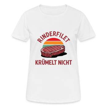 Rinderfilet krümelt nicht Spruch Grillen Carnivor - Frauen T-Shirt atmungsaktiv - Weiß - Vorne - AI Model Female 172 dark (172cm)