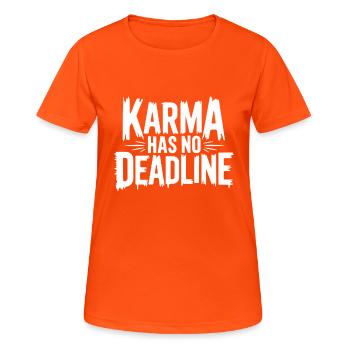 Karma hat keine Frist Schicksal Schicksal Balance - Frauen T-Shirt atmungsaktiv - Neonorange - Vorne - AI Model Female 172 dark (172cm)