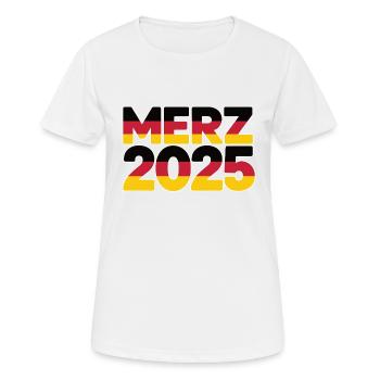 Merz Kanzler 2025 Bundeskanzler Bundestagswahl - Frauen T-Shirt atmungsaktiv - Weiß - Vorne - AI Model Female 172 dark (172cm)