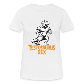 Testosaurus Rex Drôle Bodybuilder Dinosaure - T-shirt respirant Femme - blanc - Devant - AI Model Female 172 dark (172cm)