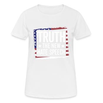 Wahrheit: die neue Hassrede gegen politische - Frauen T-Shirt atmungsaktiv - Weiß - Vorne - AI Model Female 172 dark (172cm)