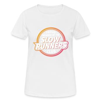 Stolzes Mitglied des Slow Runners Club - Frauen T-Shirt atmungsaktiv - Weiß - Vorne - AI Model Female 172 dark (172cm)