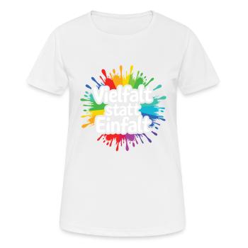 La diversité au lieu de la simplicité : déclaration contre la droite - T-shirt respirant Femme - blanc - Devant - AI Model Female 172 dark (172cm)