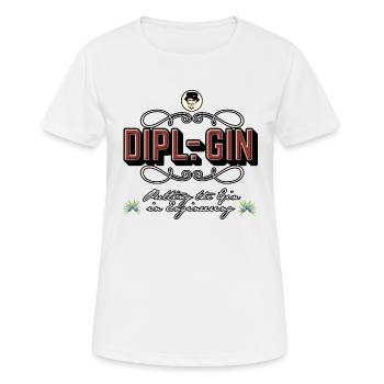 Gin-T-Shirt Dipl.-Gin - Frauen T-Shirt atmungsaktiv - Weiß - Vorne - AI Model Female 172 dark (172cm)