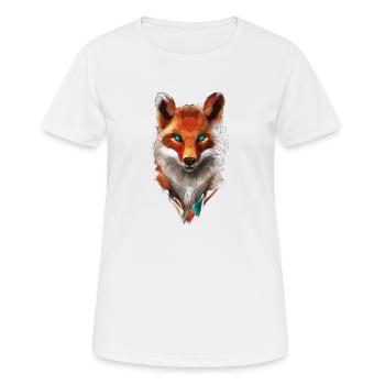 Low Poly Art Fuchs Wildtier Geometrisch Polygon - Frauen T-Shirt atmungsaktiv - Weiß - Vorne - AI Model Female 172 dark (172cm)