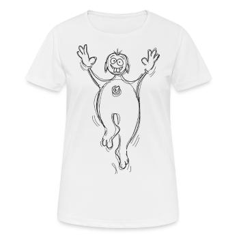 Kurby dances on light products, laughs, jumps - Women's Breathable T-Shirt - white - Front - AI Model Female 172 dark (172cm)