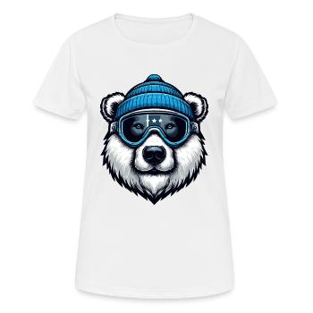 Ski Ours Ours Polaire Lunettes de ski Vacances de ski Hiver Drôle - T-shirt respirant Femme - blanc - Devant - AI Model Female 172 dark (172cm)