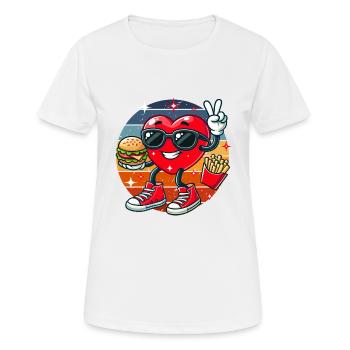 Fast food Valentine's Day heart hamburger fries dad - Women's Breathable T-Shirt - white - Front - AI Model Female 172 dark (172cm)