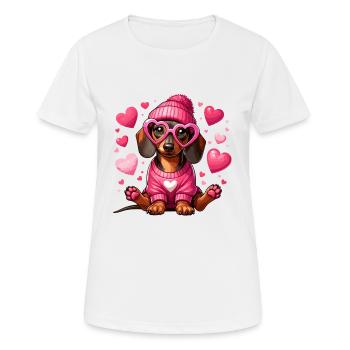 Dackel Liebe Valentinstag Hund Herz Niedlich Wau - Frauen T-Shirt atmungsaktiv - Weiß - Vorne - AI Model Female 172 dark (172cm)