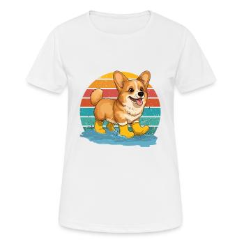 chien Corgi chien ami Rétro amoureux des chiens drôle - T-shirt respirant Femme - blanc - Devant - AI Model Female 172 dark (172cm)