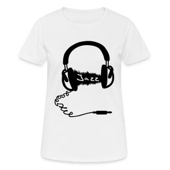 Motif Casque audio Wave: Audiophile musique jazz - T-shirt respirant Femme - blanc - Devant - AI Model Female 172 dark (172cm)