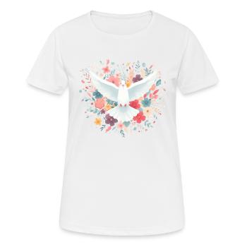Dove & Flowers - Women's Breathable T-Shirt - white - Front - AI Model Female 172 dark (172cm)
