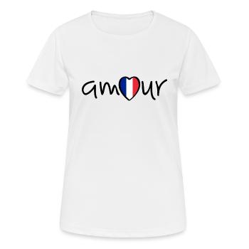 Love for France with flag. Amour or l' amour - Women's Breathable T-Shirt - white - Front - AI Model Female 172 dark (172cm)