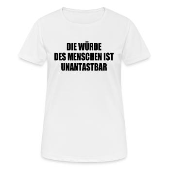 La dignité humaine est inviolable - T-shirt respirant Femme - blanc - Devant - AI Model Female 172 dark (172cm)