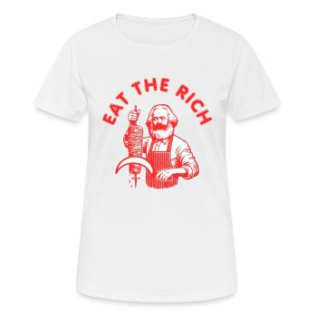 Eat the rich - Frauen T-Shirt atmungsaktiv - Weiß - Vorne - AI Model Female 172 dark (172cm)