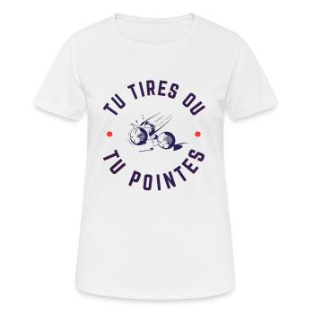 Tu tires ou tu pointes - T-shirt respirant Femme - blanc - Devant - AI Model Female 172 dark (172cm)