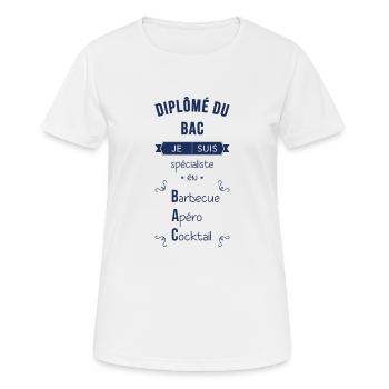 Spécialiste en BAC - T-shirt respirant Femme - blanc - Devant - AI Model Female 172 dark (172cm)