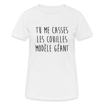 Tu me casses les couilles - T-shirt respirant Femme - blanc - Devant - AI Model Female 172 dark (172cm)
