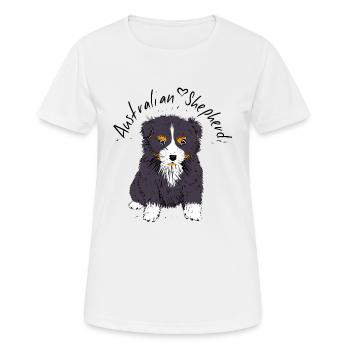Australian Shepherd, black tri - T-shirt respirant Femme - blanc - Devant - AI Model Female 172 dark (172cm)