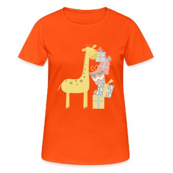 Girafe - T-shirt respirant Femme - orange néon - Devant - AI Model Female 172 dark (172cm)