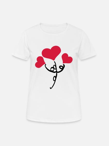 Red hearts flower - Women's Breathable T-Shirt - white