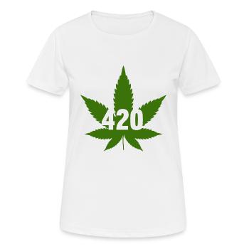 CANNABIS MARIHUANA HANFBLATT 420 - Frauen T-Shirt atmungsaktiv - Weiß - Vorne - AI Model Female 172 dark (172cm)
