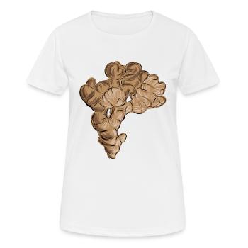 Gingembre, Légumes, Nourriture, Cuisine, Racine de Gingembre - T-shirt respirant Femme - blanc - Devant - AI Model Female 172 dark (172cm)
