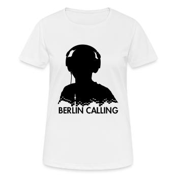 Berlin Calling Hoodie - Frauen T-Shirt atmungsaktiv - Weiß - Vorne - AI Model Female 172 dark (172cm)