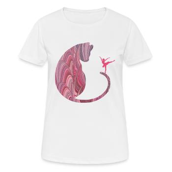 katze mit ballerina e 117 - Frauen T-Shirt atmungsaktiv - Weiß - Vorne - AI Model Female 172 dark (172cm)