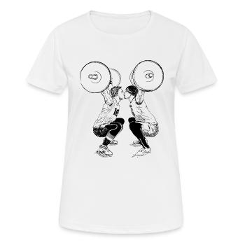 strong Kiss - Frauen T-Shirt atmungsaktiv - Weiß - Vorne - AI Model Female 172 dark (172cm)